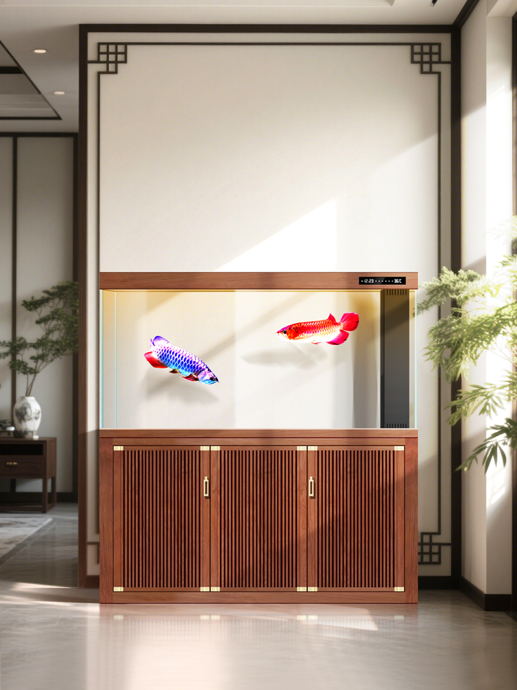 龙鱼缸2025新款新款中国风客厅家居墙隔断超白底过滤智能鱼缸
