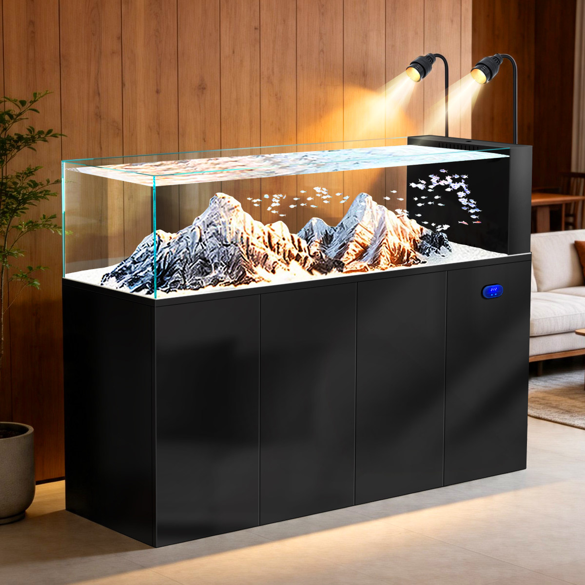 生态溪流缸造景鱼缸带柜子一体智能温显水族箱客厅家用大型免换水