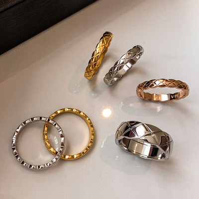 CAFFTI玫瑰金银色菱格纹