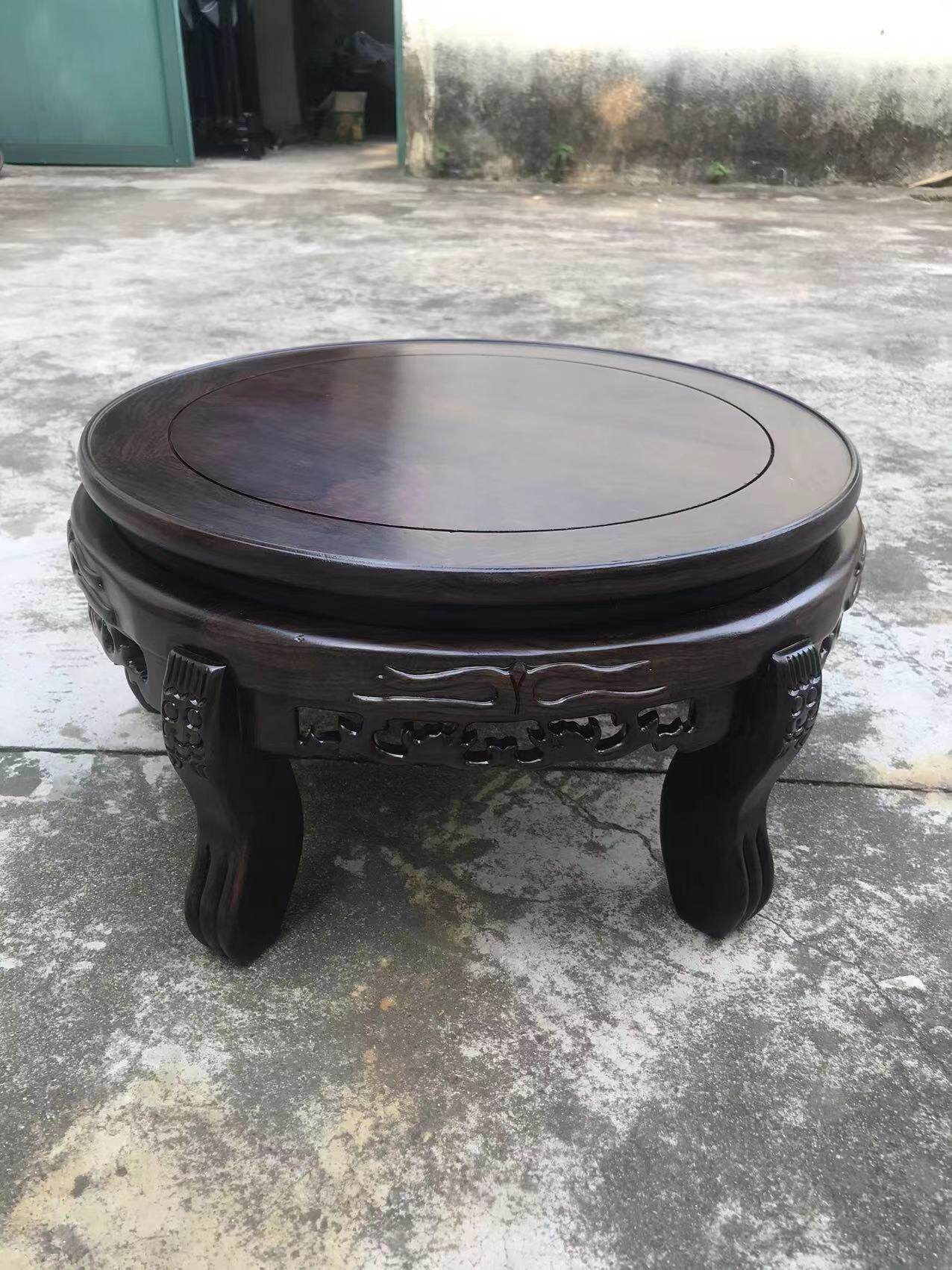 黑檀圆形酒坛酒瓶花盆花瓶瓷器盆景鱼缸画缸玉器摆件底座实木托架