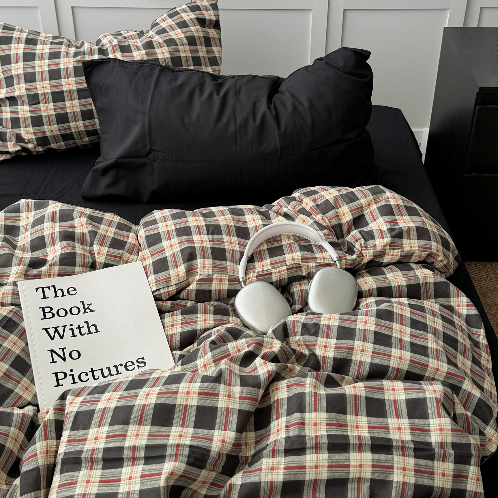 ins简约风复古混搭格子水洗棉四件套全棉被套学生宿舍床单三件套,床上用品,床品套件/四件套/多件套,淘宝优惠券,粉丝福利购,淘宝优惠卷