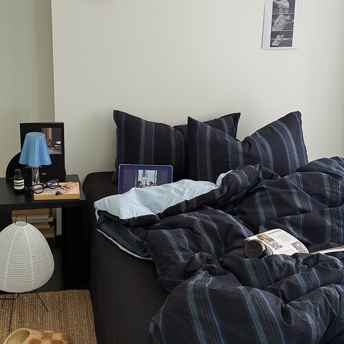 【复古老钱风条纹四件套】