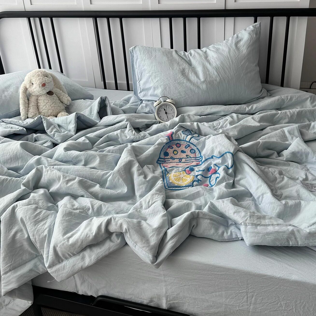 小清新ins风卡通毛巾绣水洗棉夏凉被四件套宿舍夏季空调被三件套