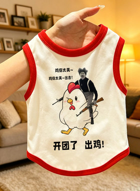 宠物狗狗狗猫咪衣服坤哥鸡你太美小黑子趣味恶搞印花夏季薄款背心