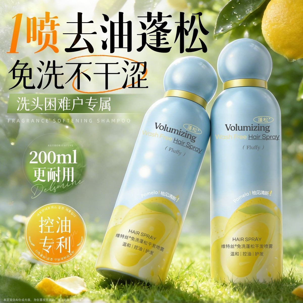 维特丝免洗干发喷雾去油蓬松正品