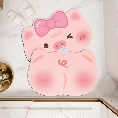 奈司浴室矽藻泥吸水凉垫软垫可爱卡通脚垫子化妆室门口地毯防滑地