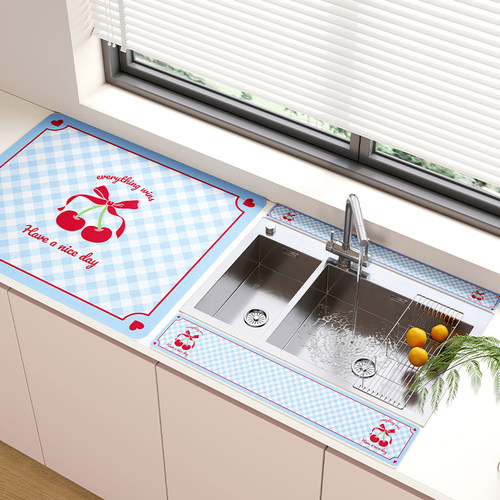 奈司厨房水龙头挡水条长条吸水垫台面沥水垫防溅水垫子速干不卷边