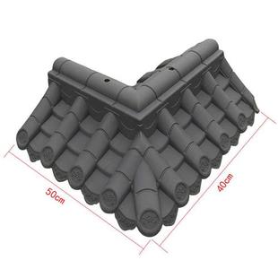 围墙瓦拐角一体成型瓦90度转角墙头瓦塑料树脂仿古院墙装 饰转角瓦