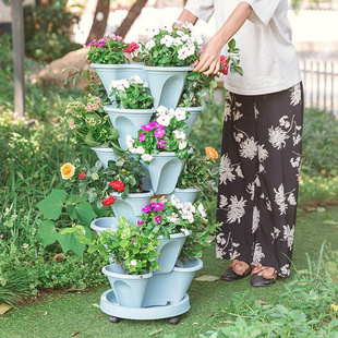 朴悦三瓣立体组合花盆阳台种菜盆草莓盆多层花盆架子家庭室内阳台