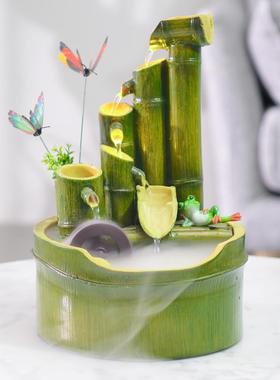 竹子流水喷泉摆件办公室桌面山水盆景循环水礼物节节高升客厅装饰