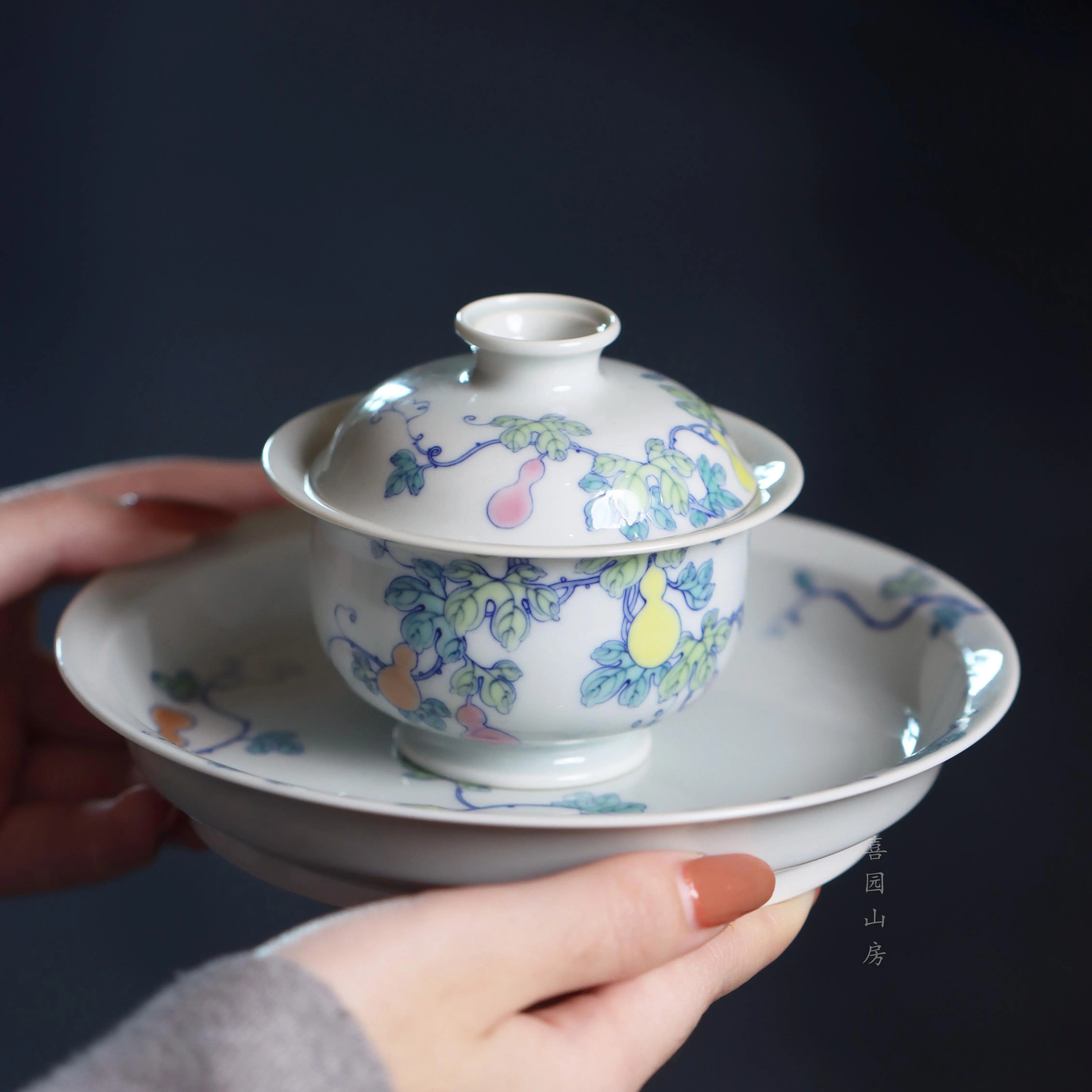 禄意窑青花斗彩葫芦茶具雅致