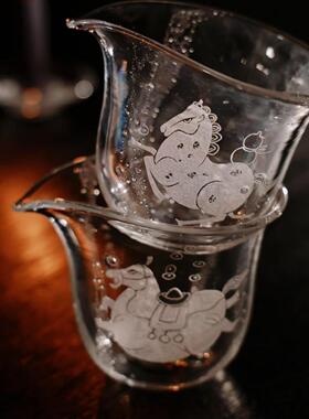 饴山琉璃新品 马年公道杯150cc 纯手绘 手工琉璃公道杯  送人礼品