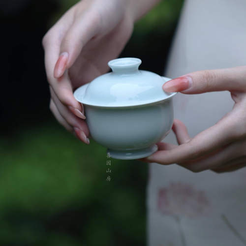 禄意窑影青盖碗新手盖碗不烫手