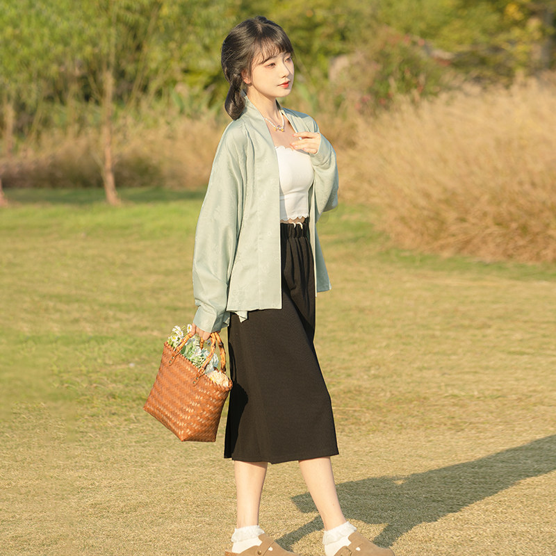 【寒山渡】飞机袖汉服 提花暗纹汉服外搭 日常通勤汉服飞机袖