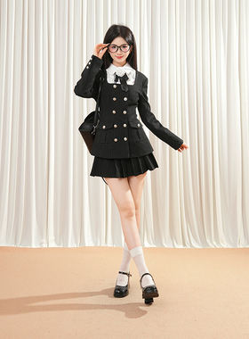 【艾米丽】复古非正式学院风休闲西装收腰衬衫外套JK制服套装裙