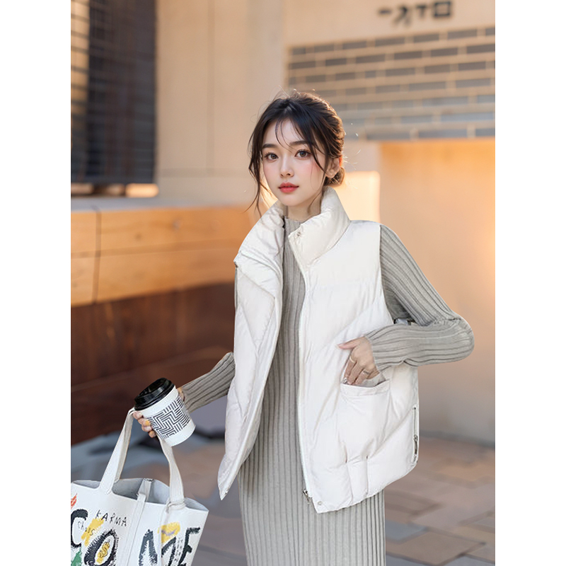 2020秋冬新款韩系小清新简约纯色马甲保暖女棉服外套