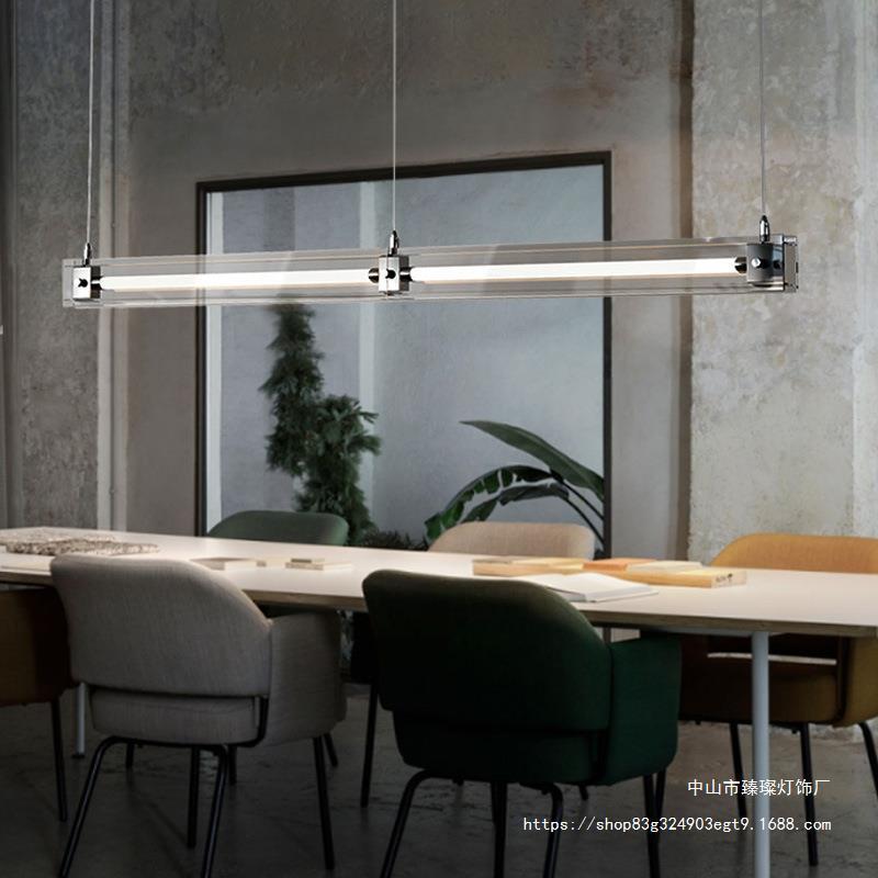 极简餐厅吊灯设计师艺术一字长条前台工作室玻璃岛台马扎茶室吊灯