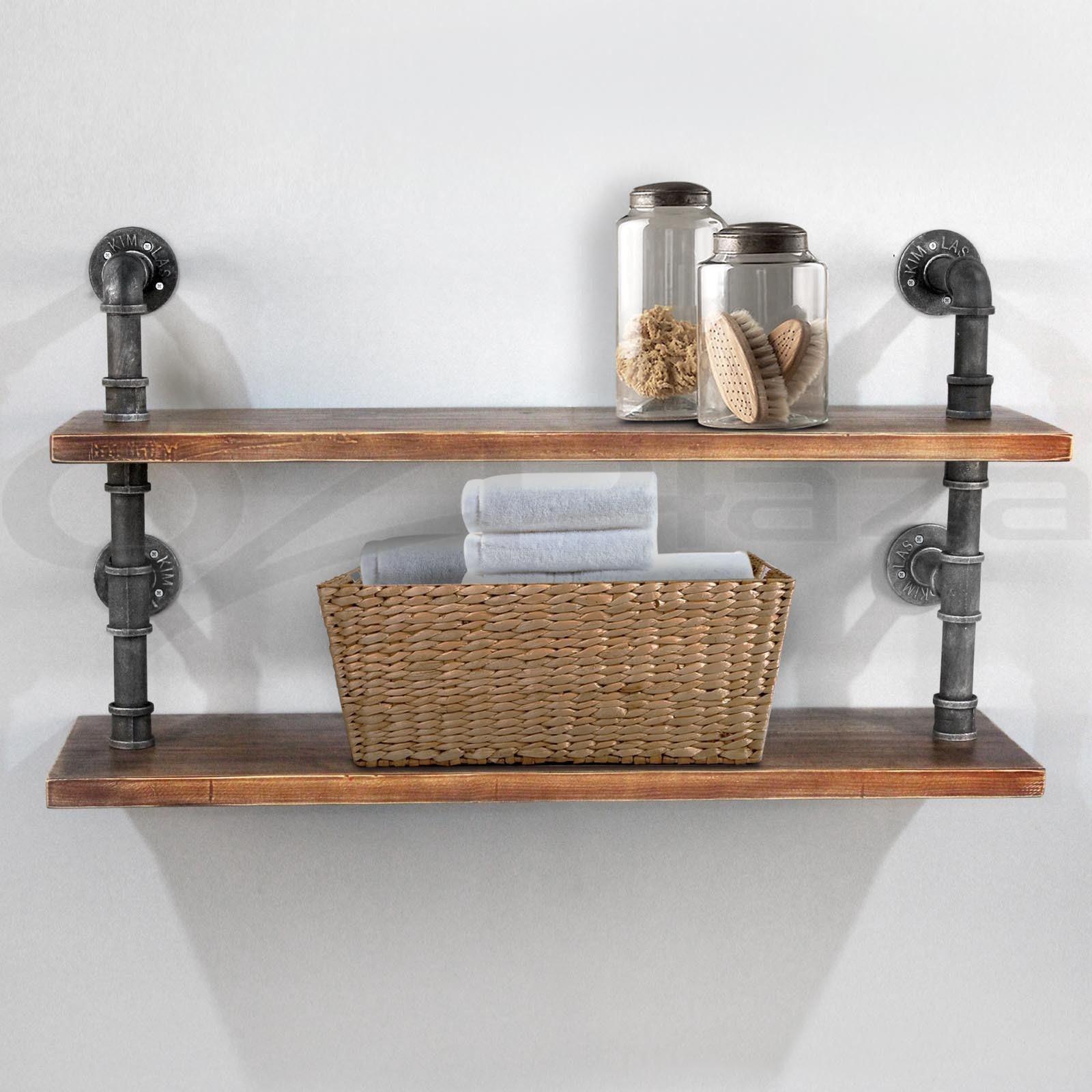 厂家直销美式工业风壁挂式一字隔板实木创意墙上置物架书架展示架