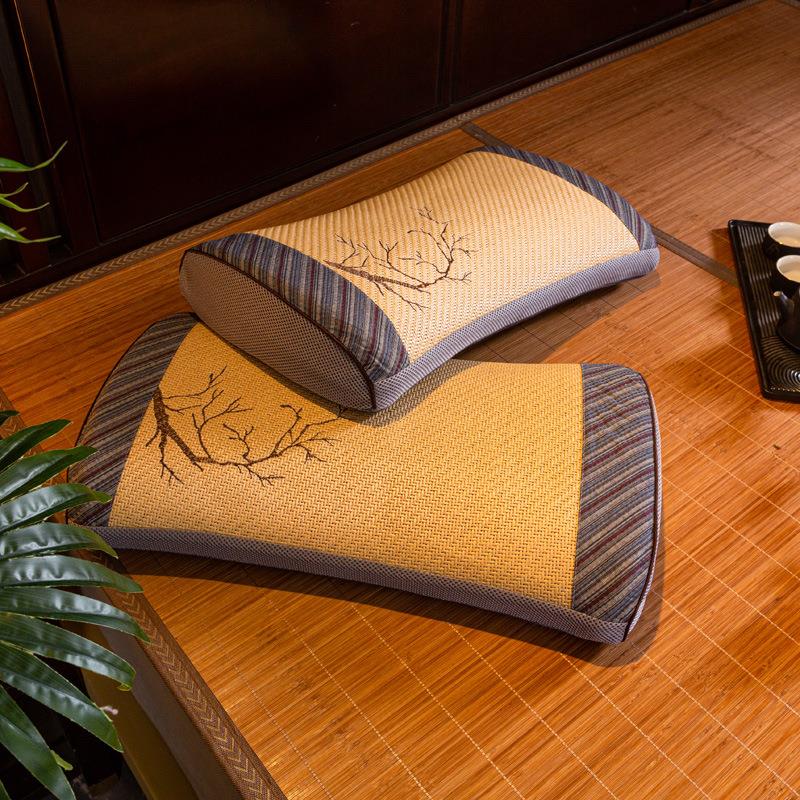 2024年夏季刺绣藤枕芯带皮记忆棉枕头带芯绣花藤席枕头透气舒适款