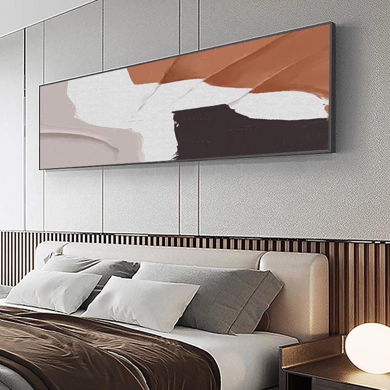 现代简约卧室床头装饰画抽象高级感房间主卧挂画大气客厅横幅壁画
