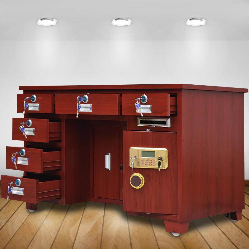 河洛乐华全钢保险桌带保险柜财务收银投币电子密码办公桌防盗升级