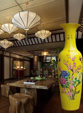 陶瓷花瓶 1 1.6 1.8 2米落地大花瓶公司酒店开业庆典礼品孔雀牡丹