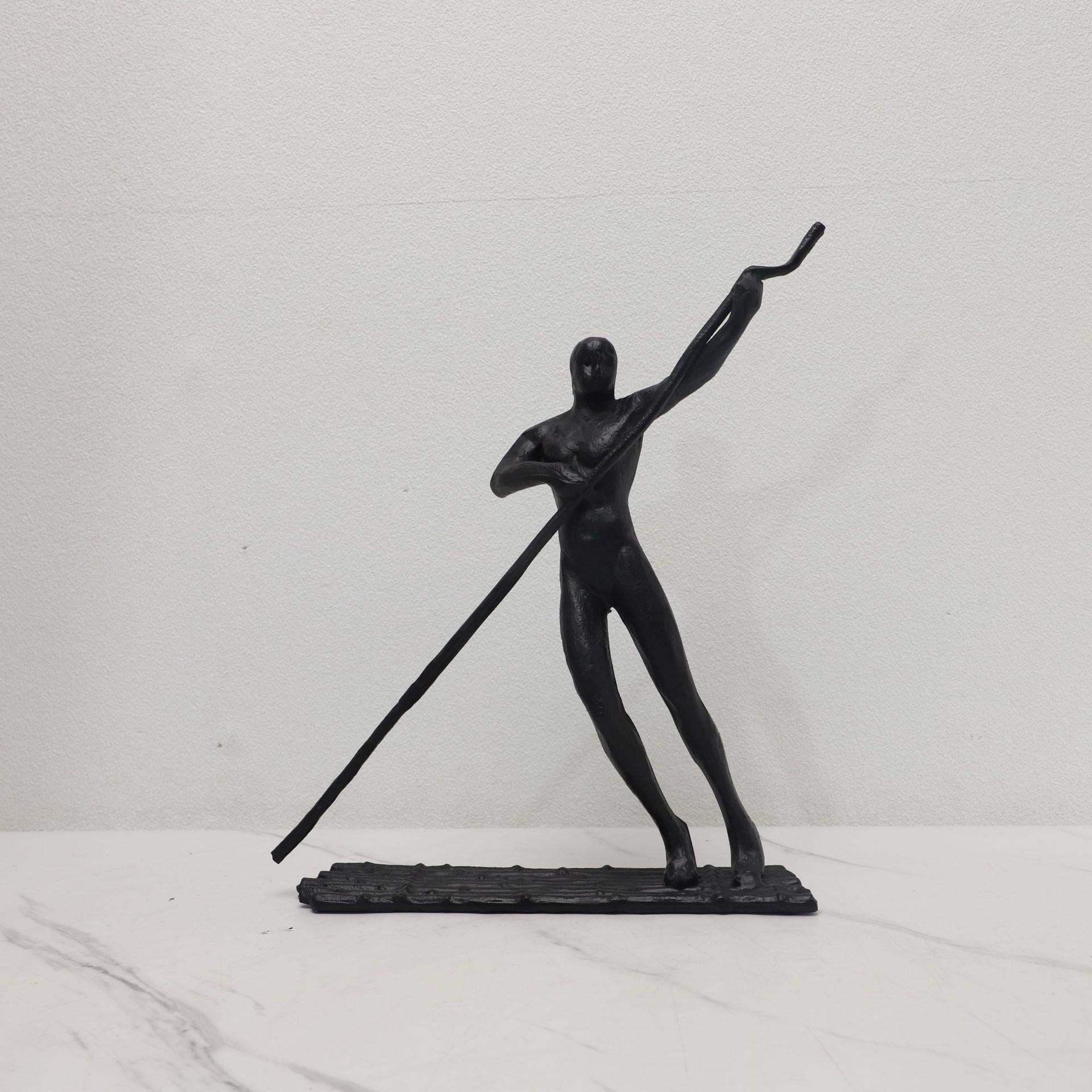 欧式极简金属划船人物摆件样板房电视柜茶几家居客厅工艺品摆件