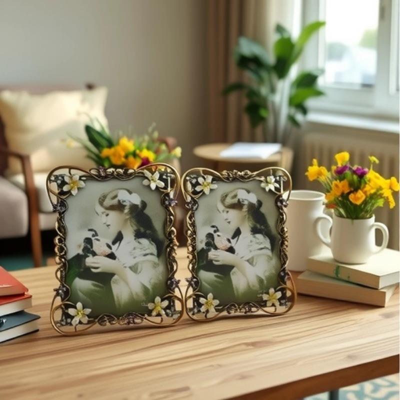 厂家大量优惠供应欧式复古小摆台金属锌合金6寸 7寸相框,