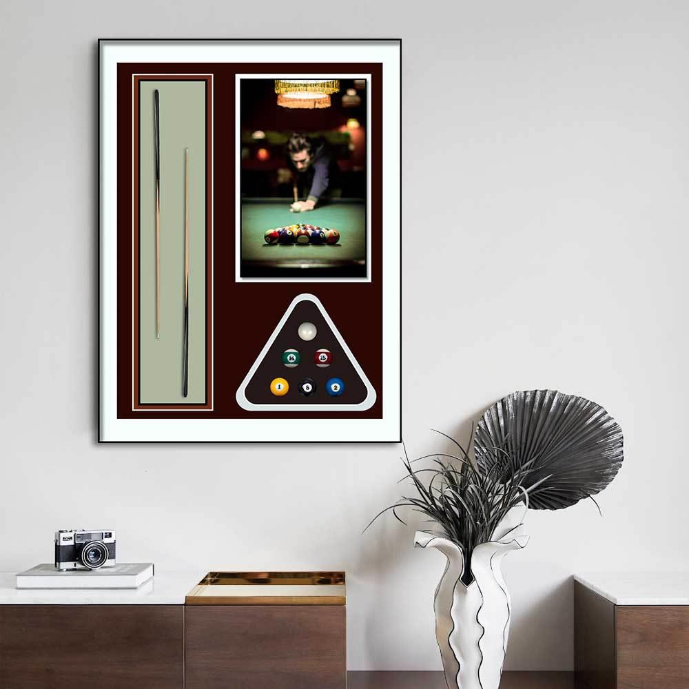 台球挂画客厅沙发背景墙装饰画立体实物桌球室玄关卧室走廊挂画
