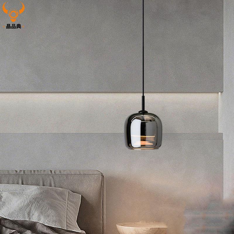 卧室床头吊灯现代简约创意高级感轻奢主卧餐厅灯床头灯玻璃小吊灯