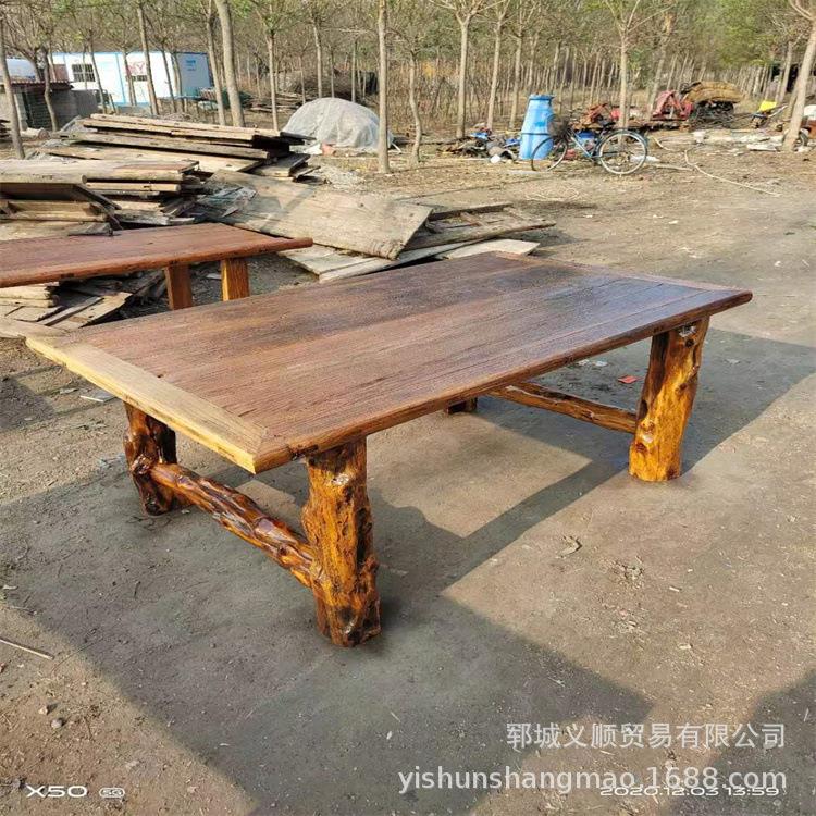 老木板茶桌老榆木门板风化木板桌面实木旧门板复古门板餐桌厂家
