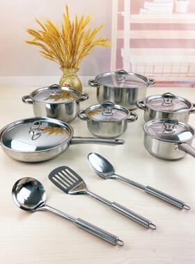 热销非洲不锈钢套锅Cookware Set厨房炊具锅8件套钢盖15件套装锅