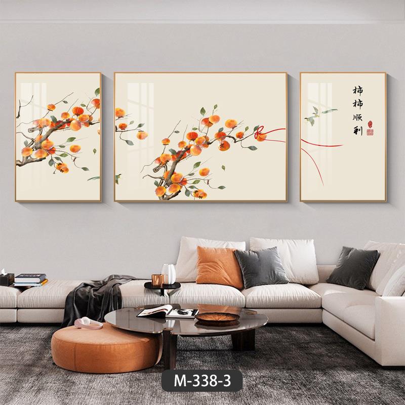 事事如意新中式客厅装饰画好寓意沙发背景墙挂画新款三联画壁画