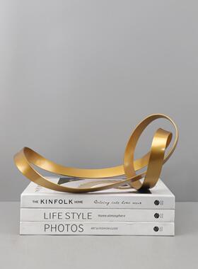 欧式轻奢几何金属缠绕艺术摆件酒店书房玄关电视柜软装家居装饰品