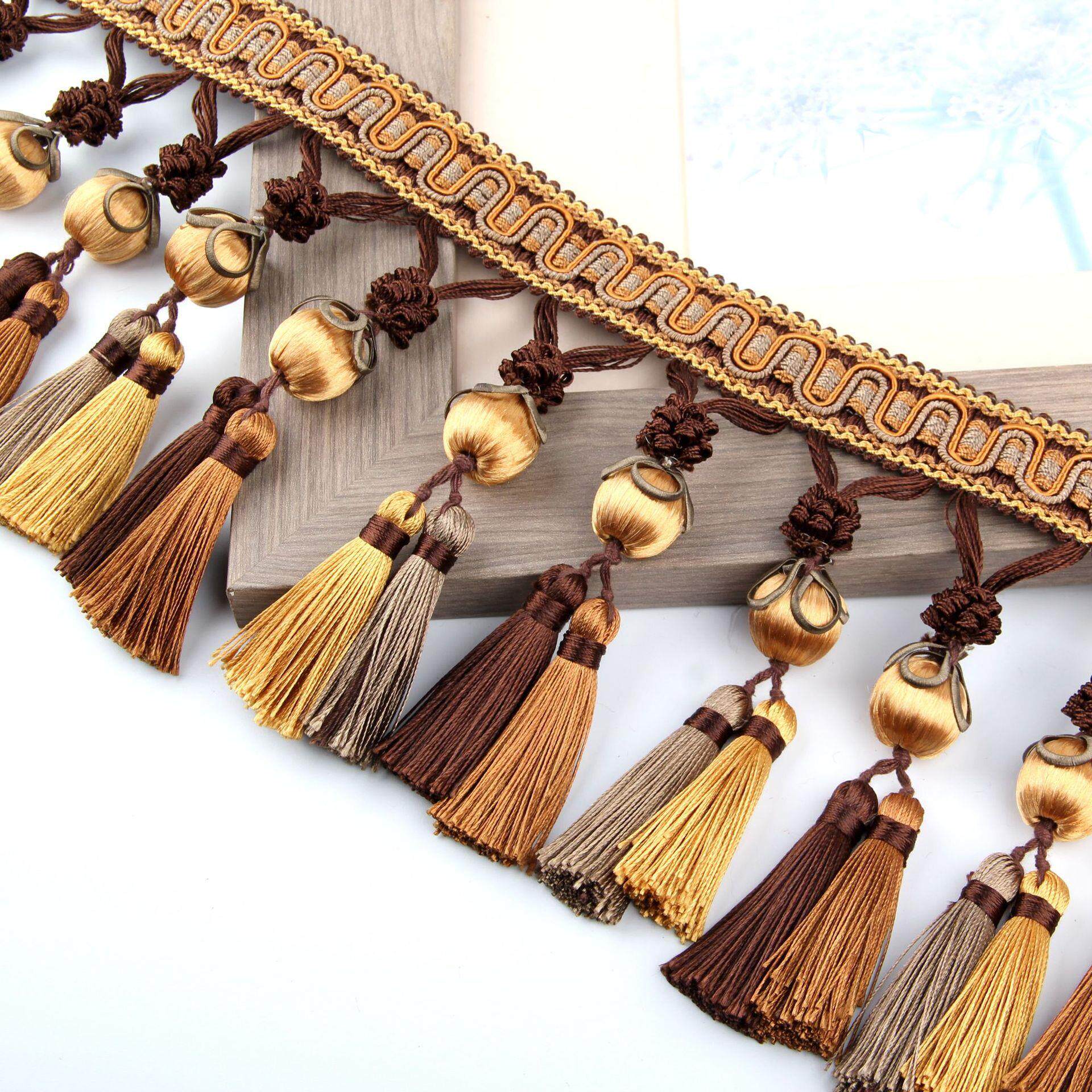 新款窗帘花边沙发辅料蕾丝流苏配件婚庆装饰衣服家具双胞胎吊球边