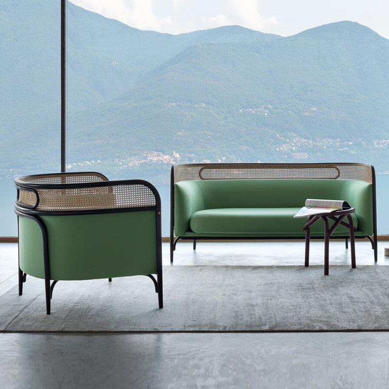 新中式沙发户外真藤庭院藤编别墅藤椅组合样板设计小户型客厅家具