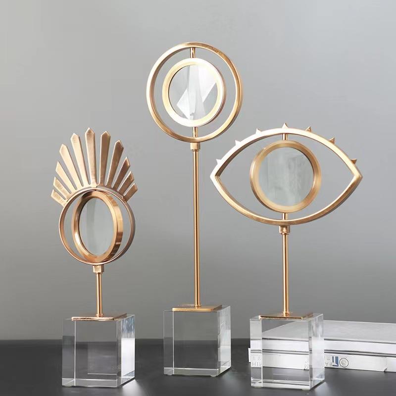 现代简约欧式酒柜摆件玄关创意书房铁艺饰品放大镜造型软装摆设