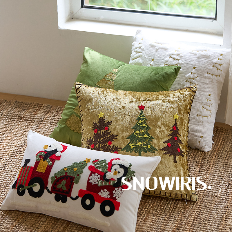 圣诞风金色抱枕套喜庆红色主题装饰靠垫客厅沙发百搭送人拍摄腰枕