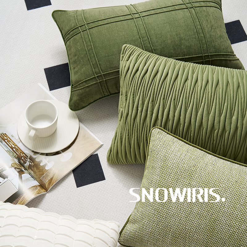 橄榄绿轻奢风抱枕高级感软装靠垫