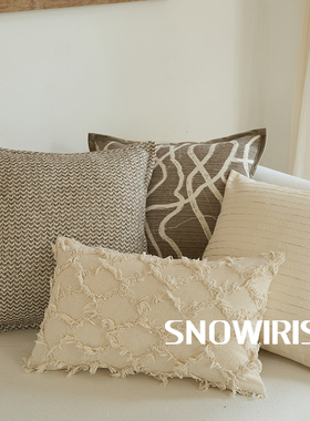 侘寂风简约抱枕套中古褐条纹软装靠垫客厅沙发样板间百搭装饰靠枕