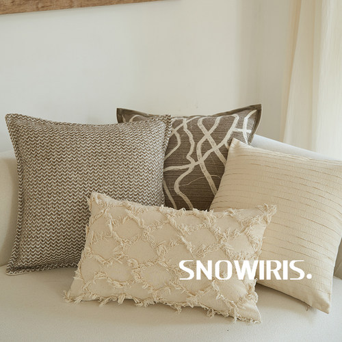 侘寂风简约抱枕套中古褐条纹软装