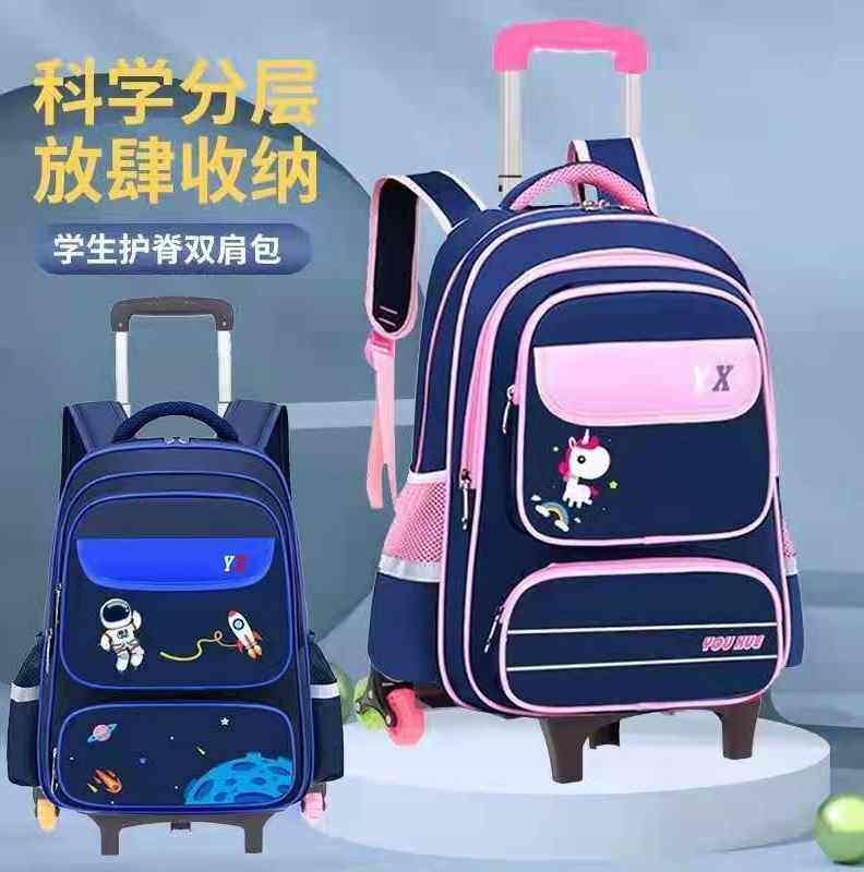 英伦新品小学生拉杆书包男女孩1-3-6年级5儿童爬楼梯带轮子拖箱包