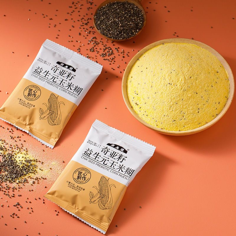 减肥主食粗粮代餐粉五谷杂粮奇亚籽益生元玉米糊0脂肪冲饮即食健身饱腹免煮营养低热量食用后不易堆积热量符合减肥期饮食需求​