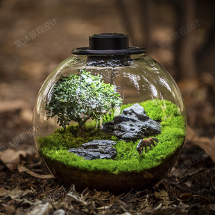 太空舱生态微景观造景植物苔藓生态瓶创意桌面绿植生态缸摆件