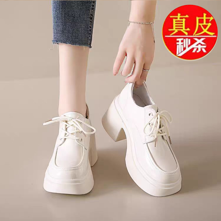 显脚小单鞋厚底百搭小皮鞋