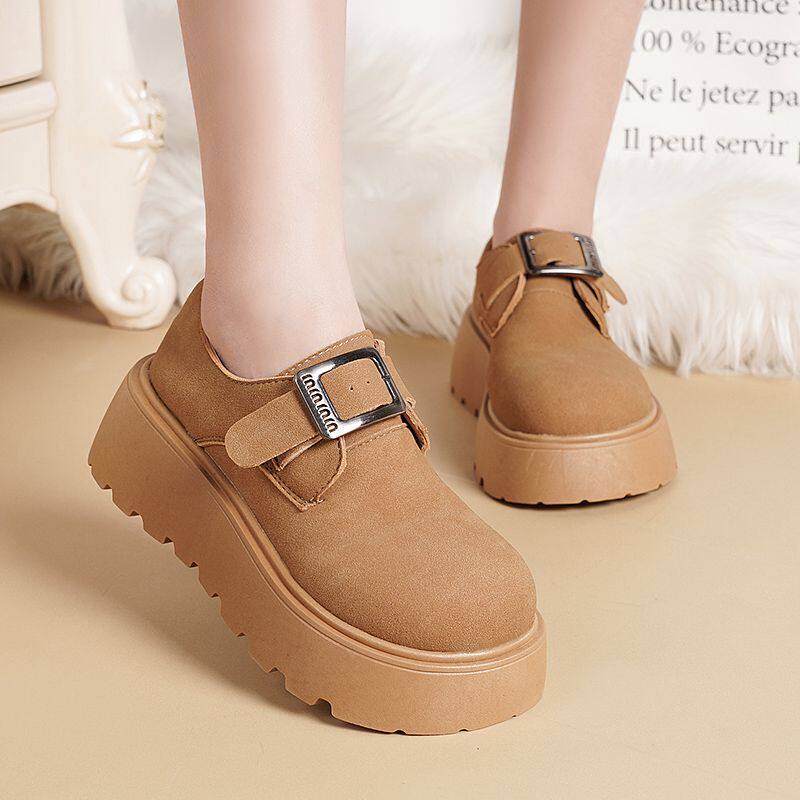 品牌真皮厚底增高勃肯鞋女鞋子2026春季新款小个子乐福鞋软底单鞋