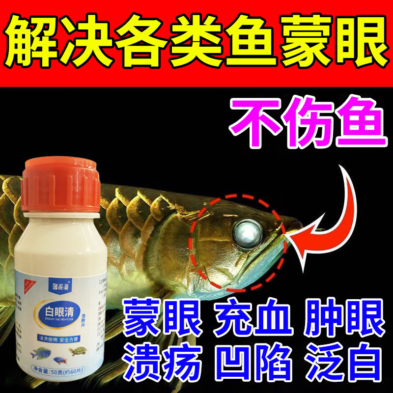 鱼蒙眼专用药龙鱼锦鲤鱼虎鱼凸眼充血白眼清观赏鱼用品通用泡腾片