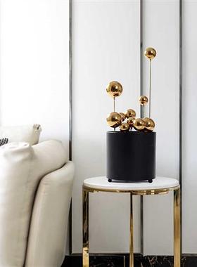 创意现代轻奢金属球大摆件样板房客厅售楼处北欧落地玄关软装饰品