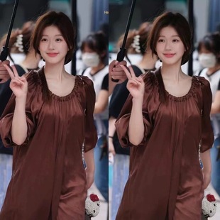 许我耀眼赵露思许妍同款 高级感露背醋酸缎睡裙 连衣裙家居服女法式