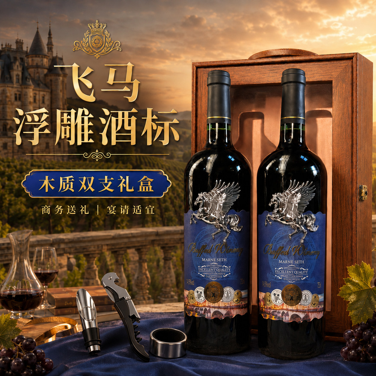 西班牙原酒进口干红葡萄酒14.5度新品正品高档礼盒装批发过节送礼